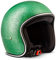 Rebel · R2 „Flakes Green“ (Grün) · Jet-Helm · Motorrad-Helm Scooter-Helm Chopper Roller Mofa Retro · Fiberglass · Extra small Shell · Click-n-Secure™ Clip · Tragetasche · XS (53-54cm)