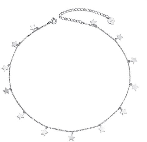 Flyow 925 Sterling Silber Halskette Damen Anhänger Choker Kette Schmuck (Stern)