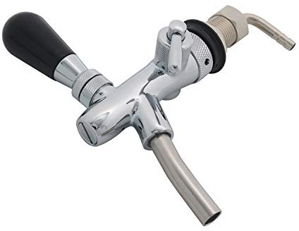 Grifo de cerveza ajustable de acero inoxidable con control de flujo de cerveza y vástago cromado G5/8 para Kegerator