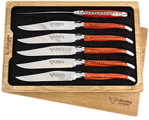 LAGUIOLE en Aubrac 6 Premium Steakmesser geschmiedet Rosenholz