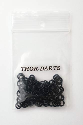 THOR-DARTS 100 Gummiringe schwarz, Rubber-O-Rings Black, passend für alle 2BA-Gewinde (100)