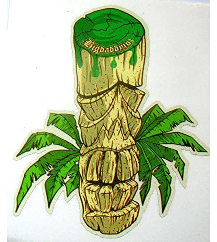 Hotrodspirit Aufkleber Tiki und grünes Blatt 10 x 7,5 cm bigdaddyjo Kustom Kulture