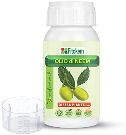 Fitokem Olio di Neem per Piante Biologico (250ml) Idrosolubile 100% Naturale Contro Insetti e parassiti, Atossico per Piante, Animali, Persone, Ambiente (250ml)