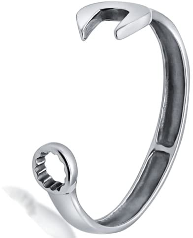 Men's Silver Mechanic Spanner Tool Wrenches Bangle 316L Stainless Steel Bracelet