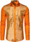 JOGAL Mens Dress Shirt Silver Sequins Long Sleeve Button Down 70s Disco Shirt Party Costume Large Orange