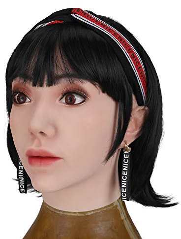 XSWL Maschera per Il Viso Femminile Realistico Viso in Silicone Morbido Fatto a Mano, per Crossdresser Masquerade Halloween Cosplay Cathy Mask,Color 1