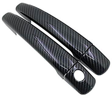 BGYZD Garniture de couvercle de poignée de porte pour Peugeot 308 sw cc RCZ 2007 2008 2009 2010 2011 2012 2013 accessoires de style de voiture en FIBER de carbone chromé-black_for_2_door
