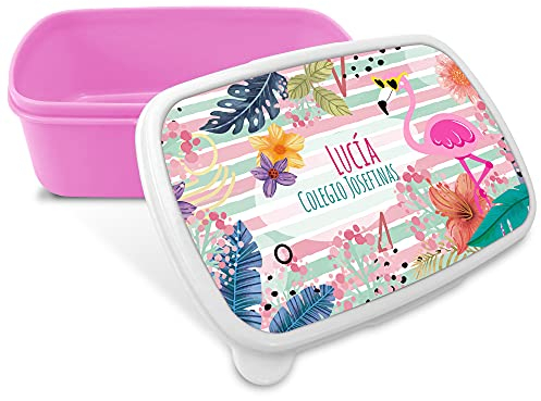 LolaPix Fiambrera Personalizada Infantil. Caja Merienda. Caja Almuerzo Infantil. Tuper Niño Colegio. Taper Niños Colegio Personalizado. Taper niña niño. COLOR A ELEGIR. Flamingo