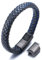 Halukakah Kinder ● Jazz Junior ● Jungen Echtes Leder Handgemachtes Geflecht Schwarz Mix Blau Armband 6-12 Jahre alt. Titan Mattierter Magnetverschluss Größe Einstellbar 18-19.5cm mit Geschenkbox