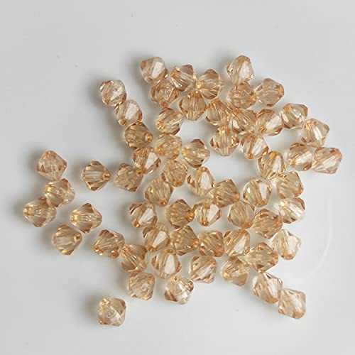 Doppelkegel/Bicone 6 mm 80 Stück - Perlen Kristall Lose Perlen mit Loch 100er Set DIY Basteln mit Loch tschechische Facettiert Beads Schmuck Acryl auffädeln Nieten Steine - Rosegold