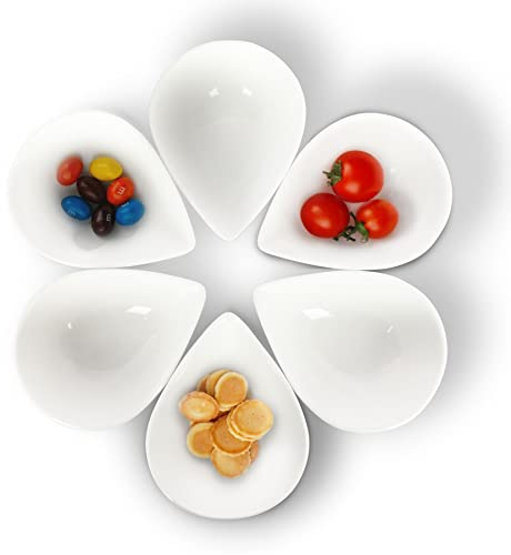 Keponbee Dip Schälchen Weiß Keramik Dessertschalen Servierschale 6er Set -Gut für Snacks, Dessert, Dips und Saucen,Getreide, Ketchup (150ml/stk)