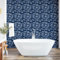 ABAKUHAUS Ozean abziehbare & klebbare Tapete für Zuhause, Tropic Fisch Moss Leaves, selbstklebendes Wohnzimmer Küchenakzent, 33 cm x 180 cm, Blau Indigo Royal Blue