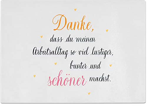 JUNIWORDS Glasschneidebrett, Danke, dass du meinen Arbeitsalltag so viel lustiger, bunter und schöner machst (1008827)