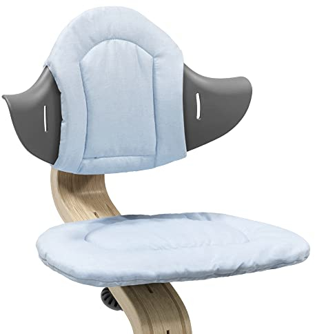 Coussin Stokke Nomi, Gris Bleu - Ajoute douceur et confort à la chaise-haute Nomi - Facile à installer et à retirer - Pour les enfants de 6 mois et plus - Lavable en machine