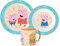 Peppa George Cartoon Character Dinner Tableware Set 3pcs Plate, Bowl & Mug, BPA Free re-usable Plastic Microwave Safe (Peppa)