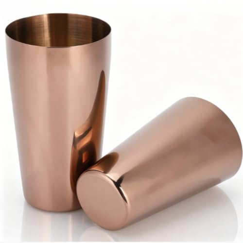 Juego de coctelera de acero inoxidable, coctelera Boston de 17 oz/26 oz en color oro rosa, recipiente de mezcla de doble tamaño, utensilio de coctelería para bares domésticos y restaurantes