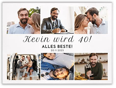 Maverton Fotoleinwand mit eigenem Bild, personalisiertes Leinwandbild | Mit Holzrahmen, Größe 30x40 oder 50x70, Fotowand Collage mit Wunschmotiv für Jungen, für Männer, Alles Beste, 30 x 40 cm