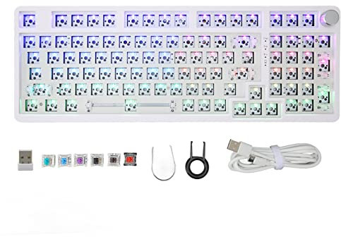 Zunate Kit de Teclado Mecánico, 98% de Diseño RGB Modular DIY Teclado Mecánico, 98 Teclas Hot Swapable Custom Gaming Keyboard, 2.4G BT Wired 3 Mode DIY Mechanical Keyboard