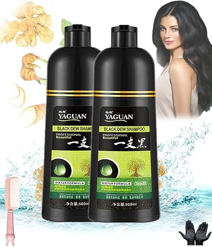 Yaguan Black Dew Shampoo, Yaguan Black Dew Shampoo, 3 In 1 Yaguan Hair Dye Shampoo, Herbal Hair Coloring Shampoo, Herbal Ingredients Hair Coloring Shampoo in 5 Minutes (2 Pcs)