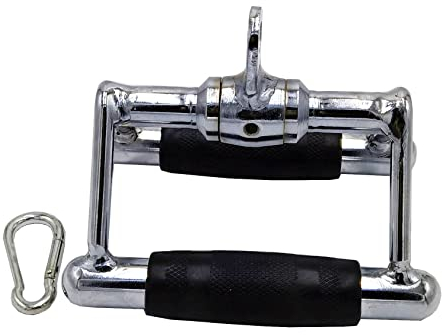 LAT Pull Down Bar,Rotating Press Down Bar,Tricep Rope,Strength Training Double D Row Handle Cable Attachment for Weight Workout,Cable Machine Accessories With Rubber Grips (D Bar Rotate)