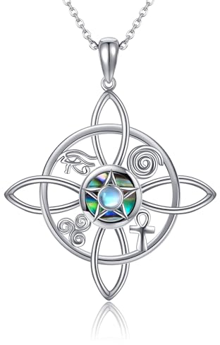 Hexen-Knoten-Halskette aus 925 Sterlingsilber Hexen-Halskette mit magischem Knoten, heidnischer Hexenanhänger, keltisches Kreuz, Schmuck für Frauen, Mädchen, Geschenke (Hexen-Knoten-Halskette 1)