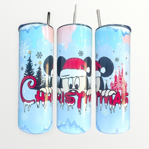 Sellrex Mickey Christmas - Vaso térmico térmico delgado de 20 onzas