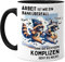 Tassenliebling® Arbeitskollegin Tasse personalisiert - Schwarz - Arbeit ist wie ein Banküberfall Komplizen - Beste Kollegin Tasse - Kollegen Geschenk - Bürotasse Abschied mit Waschbären