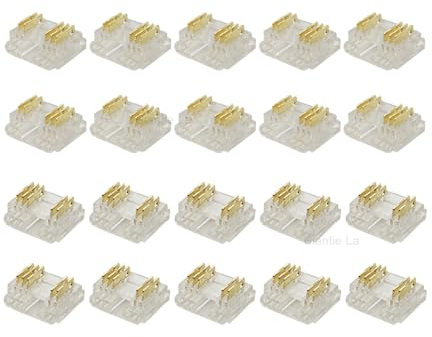 Masterwon RGBW LED-Lichtband-Anschlüsse, 5-polig, 12 mm, lötfreie Clips für COB-Streifen-zu-Draht-Verbindungen (20 Stück)