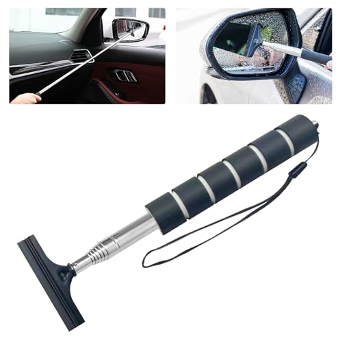 Car Rear View Mirror Wiper Mini Small Car Windshield Ice Squeegee Brush Scraper Cleaner Accessories Telescopic, Black