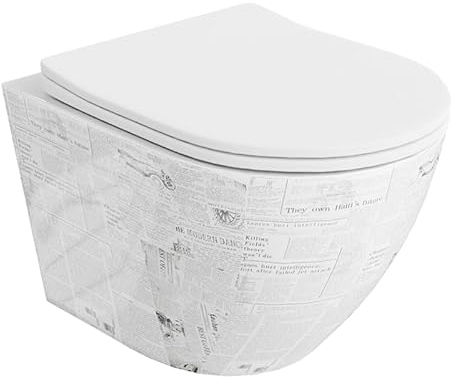 LAVITA WC mural Sofi Slim Paper - Abattant de WC suspendu avec système d'abaissement automatique et charnières métalliques - Toilettes suspendues sans bord - 365 x 490 x 395 mm - Blanc brillant