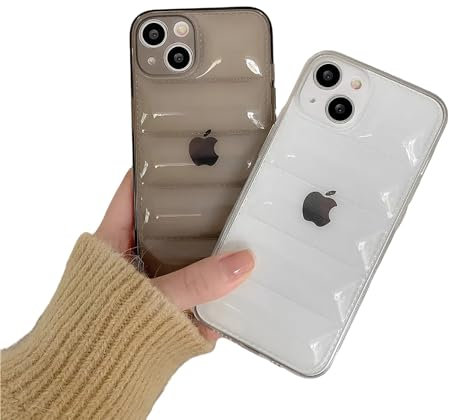 MQCRWFQ The Clear Puffer Phone Case Puffy iPhone Cover for 15 14 13 12 11 Pro Max Plus XS XR XSMAX Soft Silicone TPU Shockproof Protective Phone Cover(Clearblack, 12)