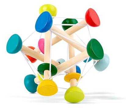 Greifspielzeug Baby, Greifling, Frühpädagogisches Spielzeug, Formerkennungsspielzeug, Pädagogisches Spielzeug, Babys Elastisch Shaker Kleinkind Hölzern, Stress Abbauen (A)