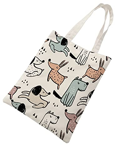 Carbono Tote Bag Hund Canvas Tasche Damen Groß Shopper Handtasche Damen Schultertasche Mit Strapazierfähige Tote Bag Damen Umhängetasche Für Schule Arbeit Einkauf Alltag Reisen,30Cm X 40Cm