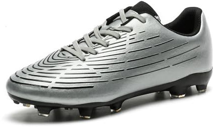 BETOOSEN Crampons de football pour homme - Chaussures de football de futsal pour entraînement de football, Argenté, 43 EU