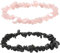 Qkhcable Chakra Bracelets for Women, 2PCS Natural Crystal Chip Bracelets Lrregular Reiki Gemstone Black Tourmaline Braceletst Rose Quartz Bracelet for Men Women, Healing Protection, Yoga, Meditation