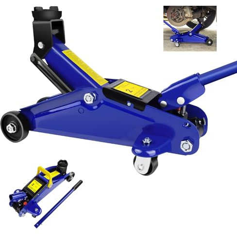 Hydraulischer Rangierwagenheber, Wagenheber, Stahlwagenheber mit Tragegriff und Lenkrollen für Autoreparaturen, Tragkraft 2 Tonnen, Höhenverstellbar von 135 bis 320 mm Robust & Langlebig