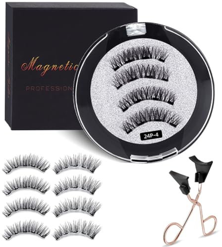 2 Pairs Magnetic Eyelashes with Applicator Reusable Magnetic Lashes Magnetic Eyelashes Natural Look, Magnetic Eyelashes without Eyeliner False Lashes Magnetic No Glue Required Easy to Wear and Remove
