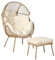 Beliani Gartensessel mit Hocker PE Rattan natürlich Auflagen cremeweiß Boho-Stil Murano