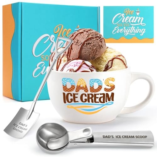 Mkeevee Gifts for Dad Ice Cream Bowl and Scoop Set Dad’s Father's Day Christmas Gifts from Daughter Son Ideal Xmas Birthday Present