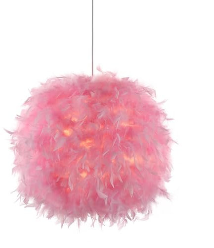 bmf-versand® Hängeleuchte Wohnzimmer Federn Rosa mit LED - Hängelampe Kinderzimmer Mädchen Rund Pink - Pendelleuchte Schlafzimmer Modern - Pendellampe Federlampe 40 cm Durchmesser