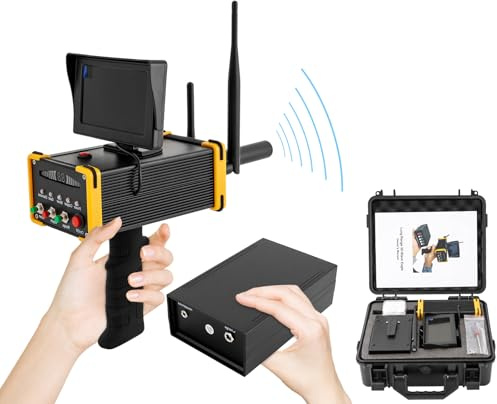 Metalldetektor Profi, Handheld Metalldetektor mit LED Anzeige und Ohrhörer, Nachweis von Silber, Gold, Kupfer und Diamanten, Suchbereich 1-99 m, Erkennungstiefe 1-16 m