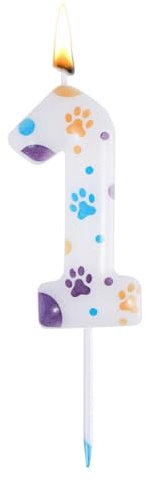 Velas de Cumpleaños con Temática de Patas, Vela de Cumpleaños con Número Vela de Cera con Número para Cumpleaños con Patrones de Patas para Fiesta de Cumpleaños (Número 1)