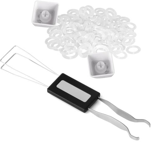 RunJRX estrattore tasti, estrattore interruttore, strumento di rimozione tasti in acciaio inox con 200 pezzi di smorzatori per tastiera O-ring per tastiera Mx Switch