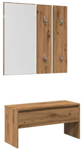 vidaXL Garderoben-Set Artisan-Eiche Holzwerkstoff, Flurmöbel, Dielenmöbel, Garderobe, Flurmöbelset, Dielenmöbel Set, Flurgarderobe, Flurbank, Sitzbank