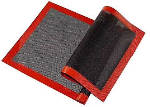 Tapis de Cuisson en Silicone, Fournitures de Cuisson, Tapis en Silicone Réutilisable pour la Cuisson de Pâtisseries, Biscuits, Choux à la Crème, Pain et Pizza, 2 Pièces