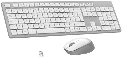 LeadsaiL Tastiera e Mouse Wireless, Kit Mouse e Tastiera Wireless per Computer USB 2,4 GHz, Full Size, Silenzioso, Ergonomico, Tastierino Numerico, Layout Italiana QWERTY per HP/Lenovo/Mac