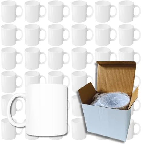 LOPREX® 12 x Sublimationstassen Rohlinge zum Sublimieren hohe Qualität in der Farbe weiß für die Tassenpresse geeignet mit 11oz