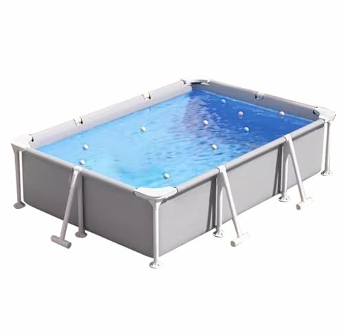 Easnuroz Piscina Con Telaio Da 150-300 Cm Piscina Fuori Terra Rettangolare In Metallo Piscina Da Giardino Per Adulti - Materiale Laminato In PVC A 3 Strati, Include Patch Di Riparazione(300*201*66cm)