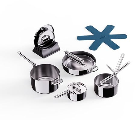 Joseph Joseph Space Steel 5-Piece Stainless-Steel cookware Set with Folding Handles