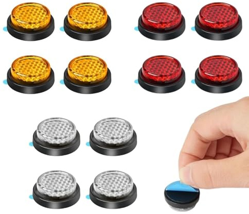12 Stück runde Motorrad-Reflektoren, Nummernschild-Reflektoren, Motorrad, Sicherheitsreflektoren, 24 mm Mini-Kennzeichenreflektor für Motorräder/Fahrräder/Anhänger und Tore